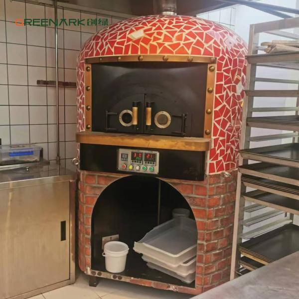 Horno de pizza redondo a leña de 1500 kg con base de roca volcánica