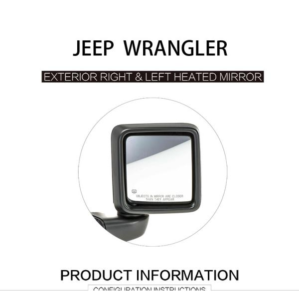 Black Car Exterior Accessories Adjustable Rotation Outside Auxiliary Blind Spot Mirror For Jeep Wrangler