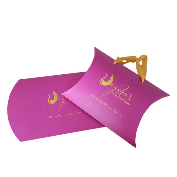 Custom High Quality Gold Stamping Logo Hair Bundle Box Wave Hair Extensions Packaging  Pillow Box