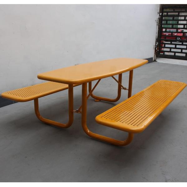 Small Waterproof Rustproof Outdoor Picnic Tables Perforated Steel Material For Kids