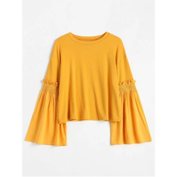 Plus Size Women Clothing Long Ruffles Flare Sleeve T Shirt