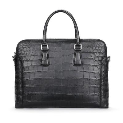 Crocodile Messenger Ladies Men'S Black Leather Laptop Briefcase Bag