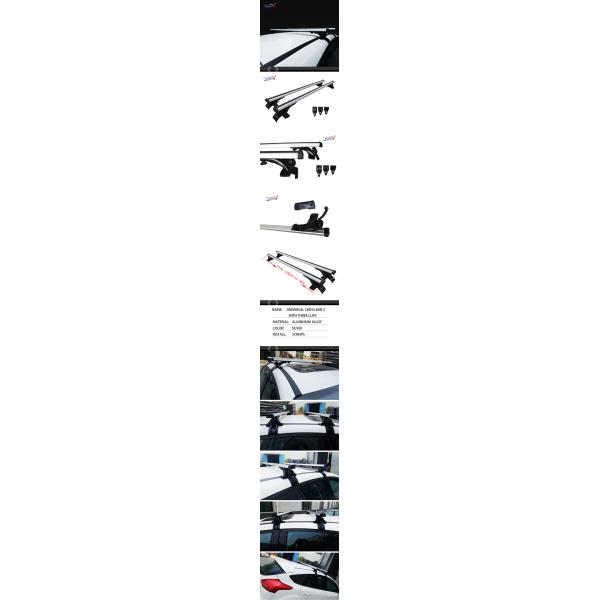 Aluminium Alloy Auto Roof Rack Cross Bars , A002 Silver Universal Cross Bars For Roof Rack With Three Clips