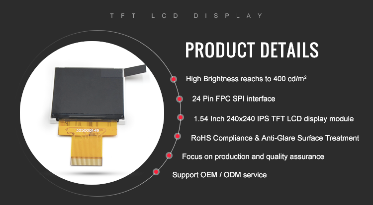 4W TFT LCD Display Screen Module SPI ST7789H2 240x240 1.54 Inch 400cd/m2