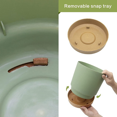 Крытые пластиковые баки зеленого растения с отверстиями дренажа и съемным основанием