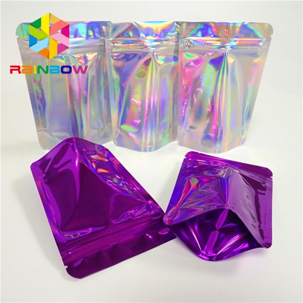 Cosmetic Glitter Powder Snack Food Packaging Bags Shiny Holographic Hologram Mylar Pouch