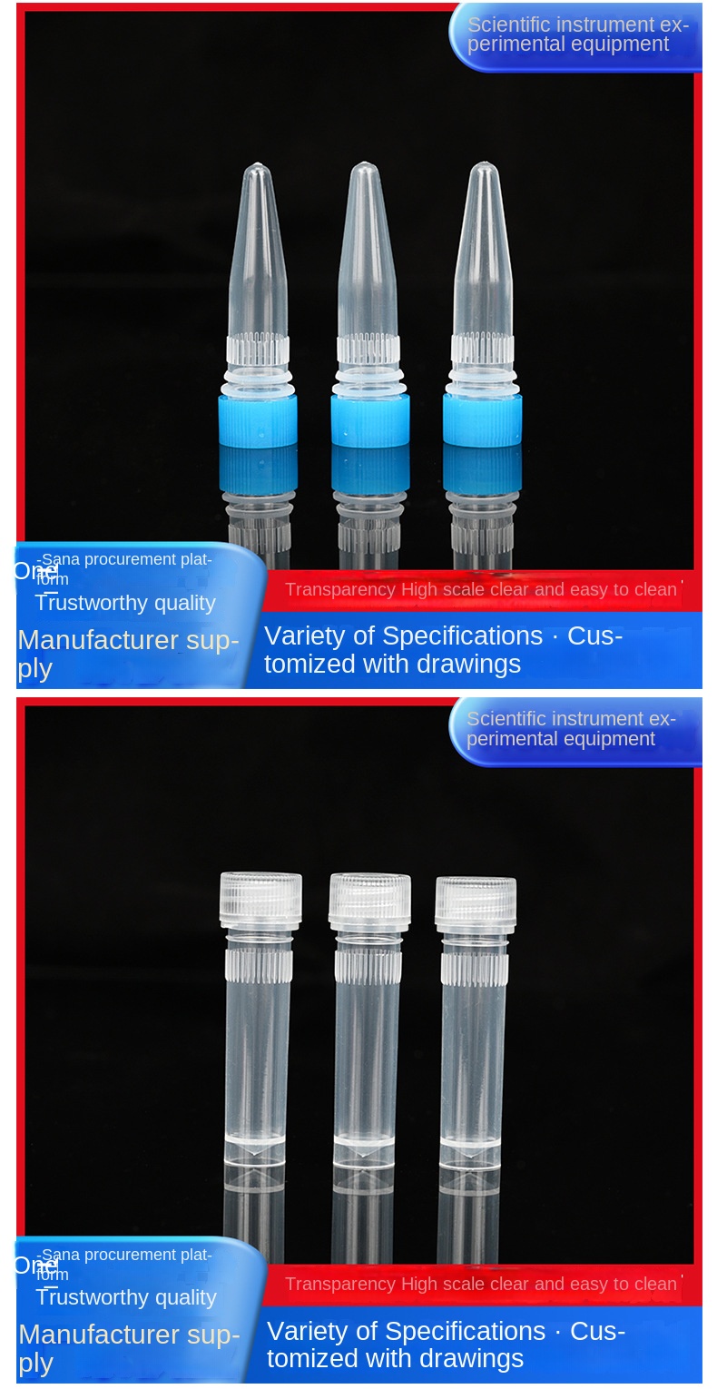 Customized Disposable Plastic Scale Vertical Freezing Tube Screw Cap Flat Bottom for Tube Sampling 0.5ml-10ml