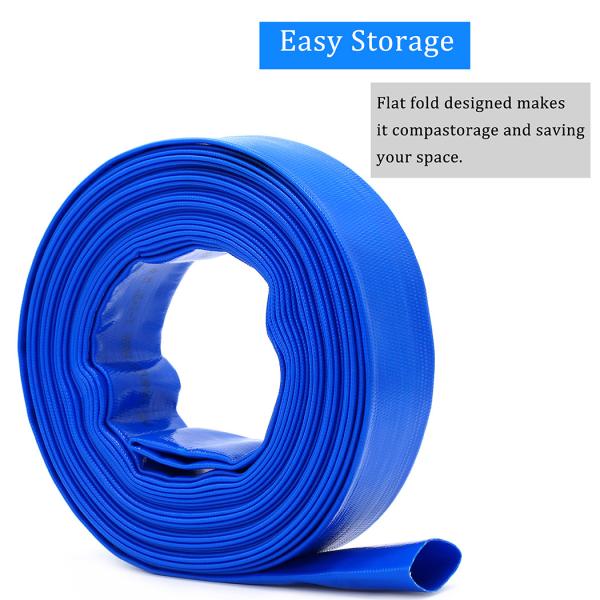 DAVCO 1.5 × 100' Pool Backwash Hose, Heavy Duty Reinforced Blue PVC Lay Flat Water Discharge Hoses