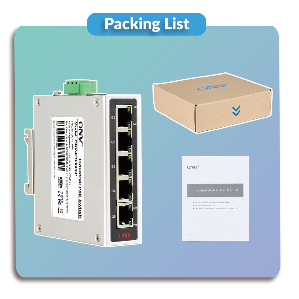 5-port Gigabit Industrial PoE Switch with IEEE 802.3af/at and 30W per Port