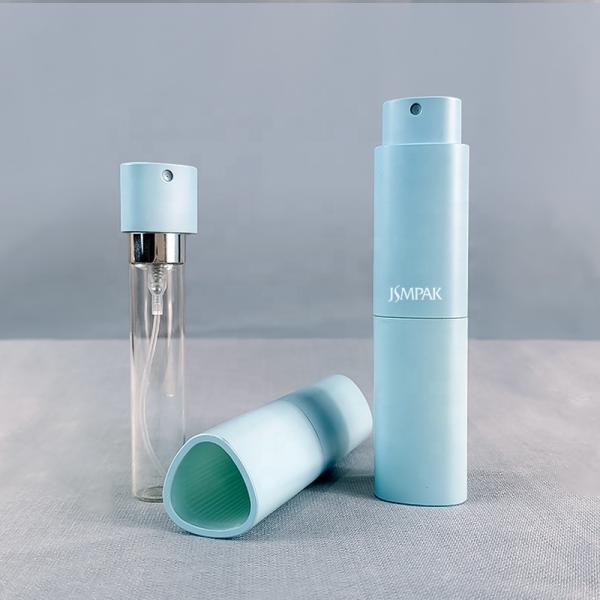 8ml Plastic Rotating Elegant Blue Cologne Dispenser Triangle Empty Fragrance Atomizer Glass Perfume Bottle