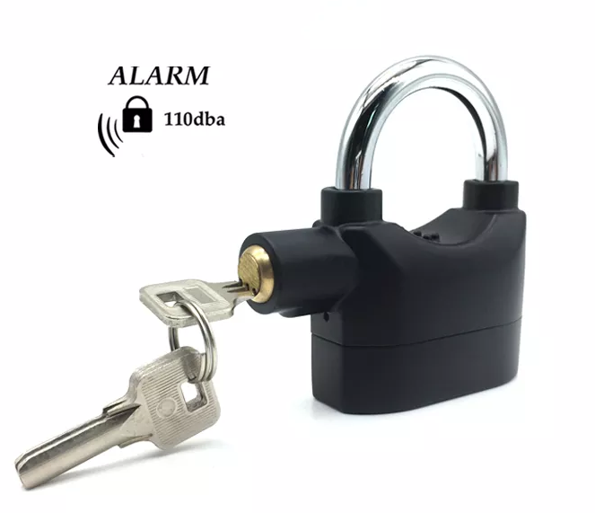 Wholesale Plastic siren alarm padlock 110db anti-theft heavy duty key padlock motorcycle alarm padlock