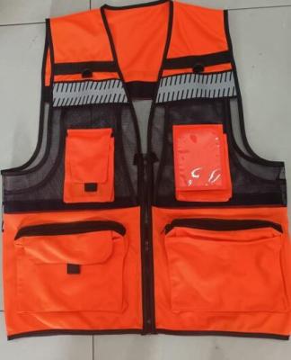 Polyester Orange Reflective Vest 120g Men'S Safety Vest With Pockets