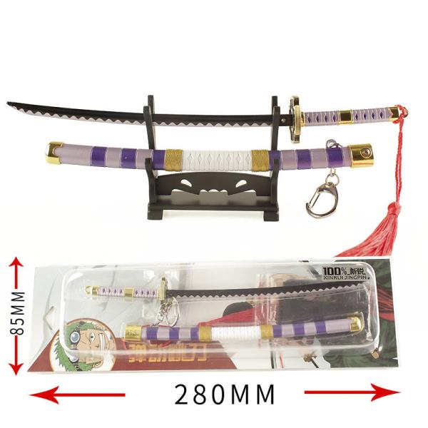 Nidai Kitetsu One Piece Sword Keychain Zinc Alloy Automatic Elastic Moving