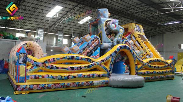 Cartoon Inflatable Play Park For Toddlers / Indoor Inflatable Theme Park
