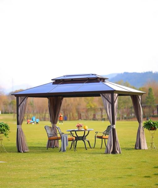 Hardtop Gazebo 10x12m With Netting - Metal Aluminum Gazebo - Gazebos For Patios, Backyard, Lawn