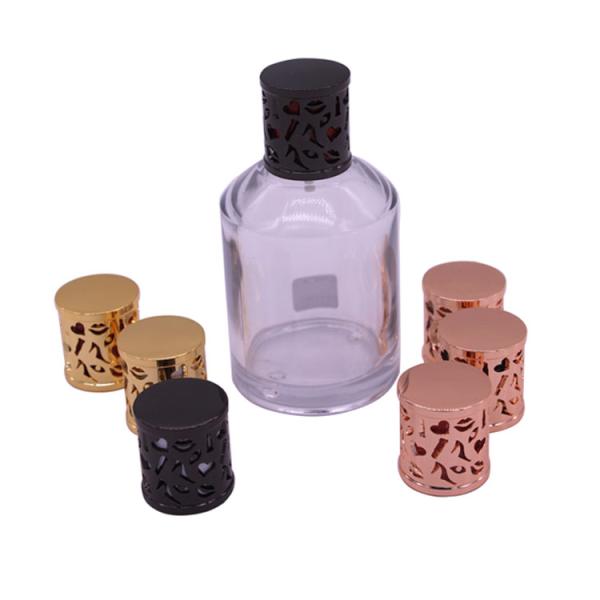 Unique Black Thread Zinc Alloy Zamak Perfume Caps For Custom Metal Bottle