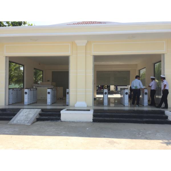 Indoor/Outdoor Pedestrian Flap Barrier Gate With Integrated RFID/QR Code Card Collectors