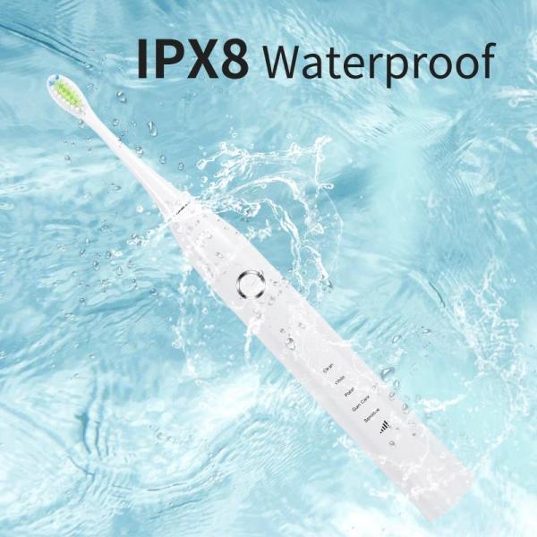 IPX8 Clean White Sonic Toothbrush Water Resistant Smart Electric
