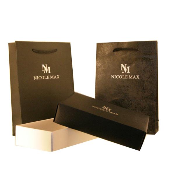 OEM Black NM 230g Personalized Paper Bags, Custom Carrier Bags With Logo