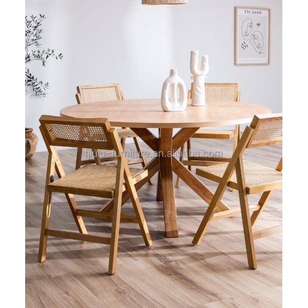 Restaurant Hotel Nordic Modern Natural Rattan Foldable Solid Wood Dining Chair for Dining Room Furniture