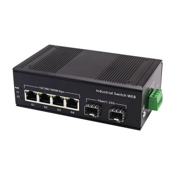 Gigabit Industrial PoE Switch 2 SFP 4 PoE Ports Web Management Switch IP40