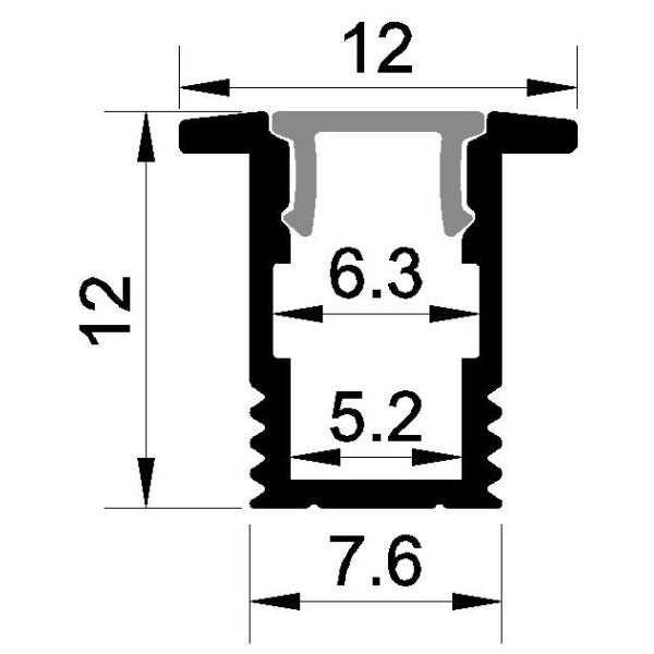 PMMA Cover LED Aluminum Profile Sound Insulation For Kitchen Cabinet 7.6X12mm