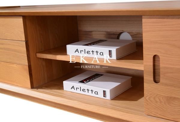 Nordic Simple Sliding Doors New Model Oak Wood Modern TV Stand