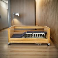 Hospitals Clinics Accredited Home Electric Nursing Beds Solid Beech Slide Adjustable Guardrails Back Raising Leg Lifting Beds