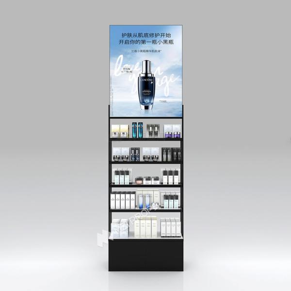 Présentoir transparent moderne pour cosmétiques avec caisson lumineux pour la décoration de magasins de beauté et la conception de magasins de détail