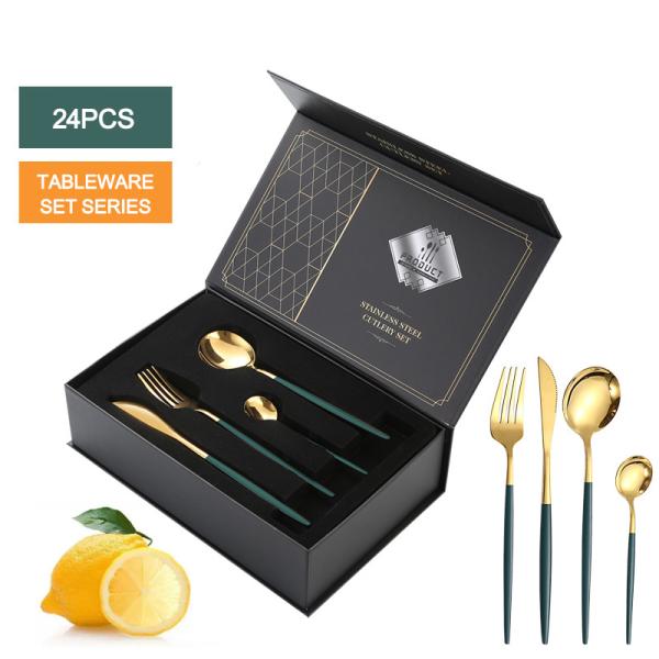 Elegantes talheres de aço inoxidável 24 Pcs Espelho Polonês Português