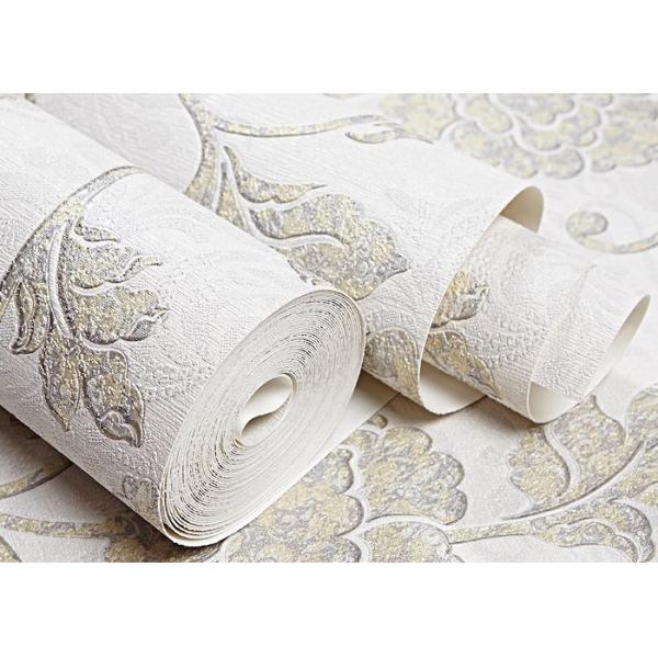 0.53*10M Vinyl Embossed Floral Pattern Wallpaper , Rustic Country Wallpaper