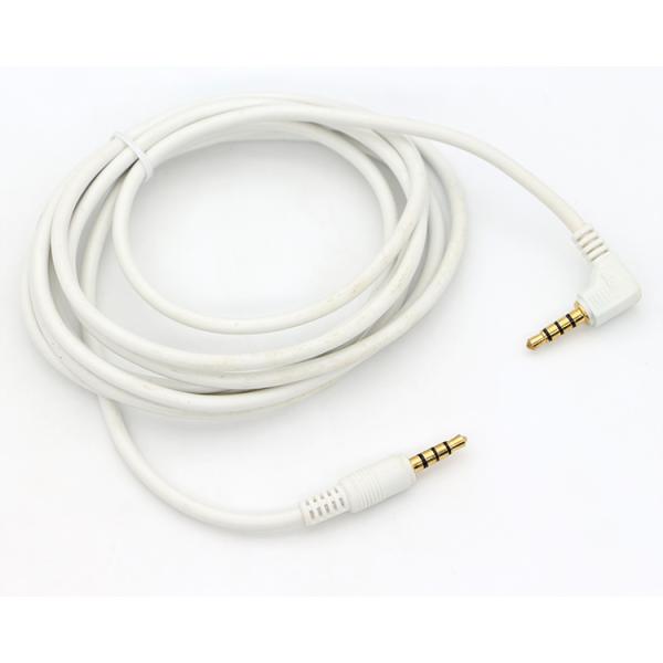 Conector de oro blanco personalizado de ángulo derecho masculino a masculino 3.5mm Jack TRRS Plug Stereo Audio Cable