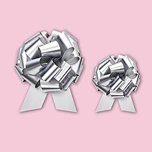 Metallic Rose Gold, Red, Gold, Silver Gift Wrap Pull Bow Set, 6 Inch Large 4'' , Assorted Ribbon For Gift Basket