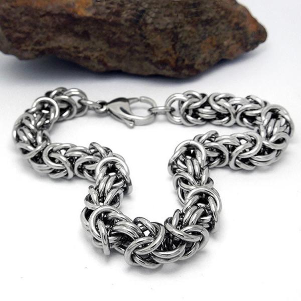 Men's and Women's Titanium Stainless Steel 8mm Byzantine Chain Bracelet (JCE367)
