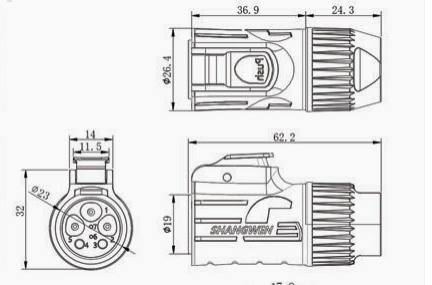 Industrial Outdoor Card Buckle 7-Core Waterproof IP67 Power Connector Plug Large Current 7 Pin Charging Connector Aviation Plug