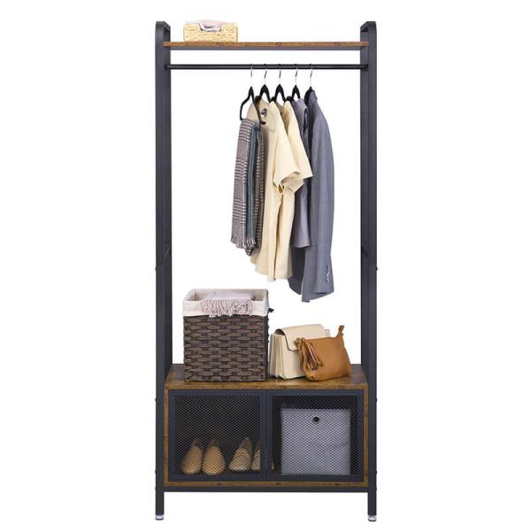 Open Wardrobe with Cabinet, Industrial Open Wardrobe, Storage Wardrobe for Bedroom, Drawer Dresser, XHSR22BX