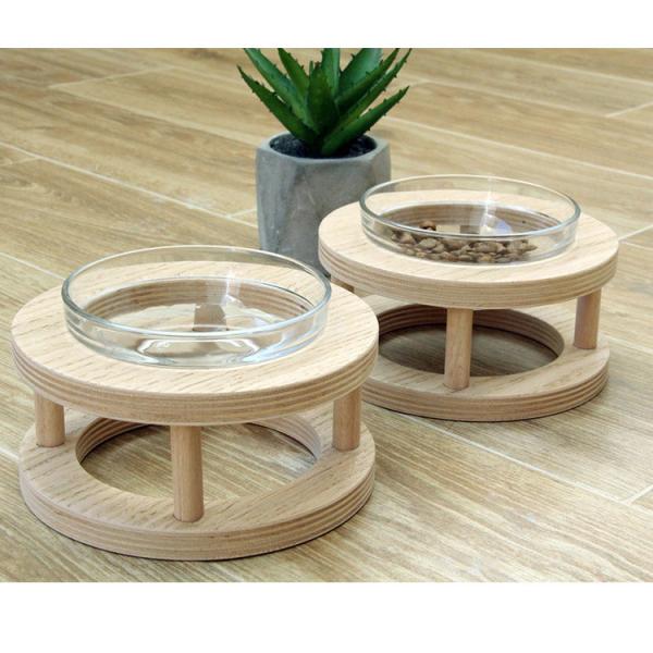 Деревянный шар стойки 3 шара собачьей еды повысил дома медленный фидер