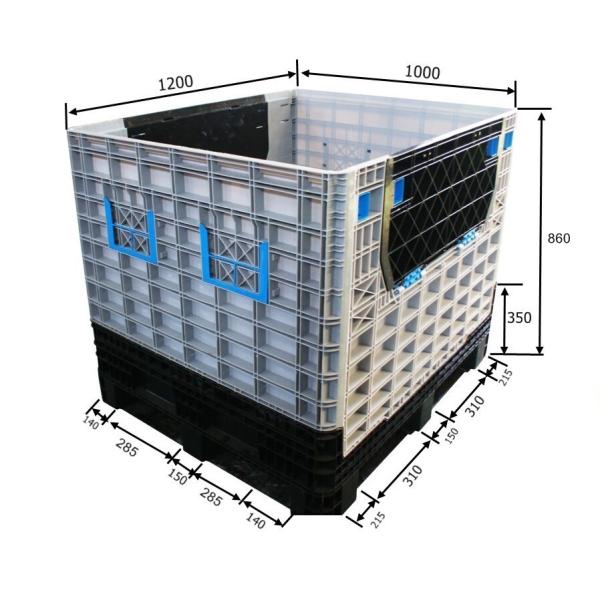 1210H860 Foldable Plastic Storage Container Stackable Pallet Bin Box for Dynamic Load