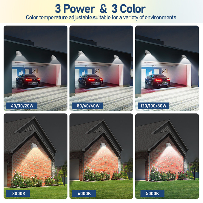 UL/DLC LED Wall Pack Light с фотоэлементом 30/40/50K Выбираемый 5600lm 11200lm 11200lm Регулируемый