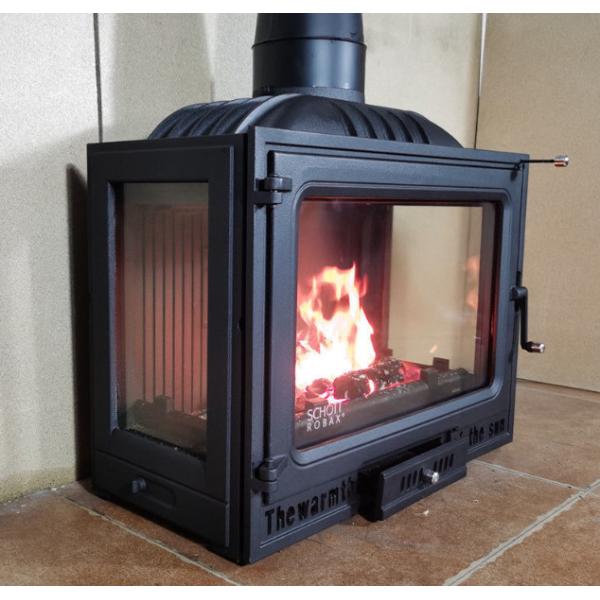 Embedded Fireplace Built In Cast Iron Wood Burning Household True Fire Three Side View Wood Stove
