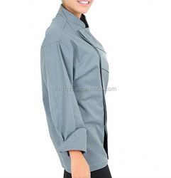 Long Sleeve Customized White Black Poly - Cotton Blend Modern Chef Coats