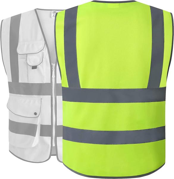 Yellow Zipper Safety Hi Vis Waterproof Jacket Waterproof ISEA Class 2 S M L