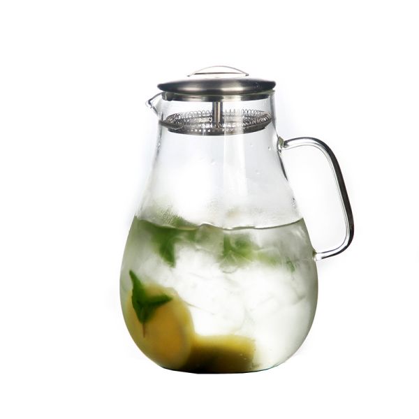 1.8L Clear Heat Resistant Glass Jugs With Handle Classic Design Tea Glass Kettle