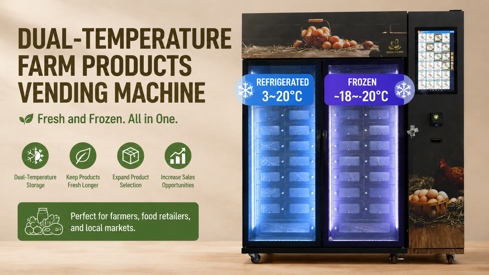 Smart Locker Vending Machine for Agricultural Products with Dual Temperature Storage
