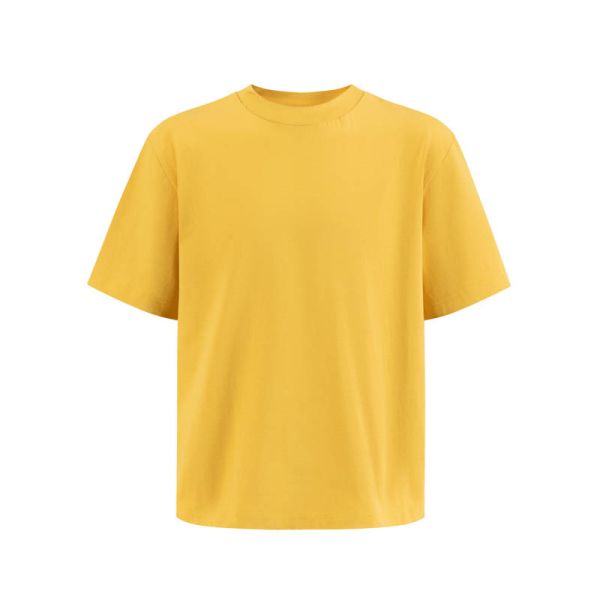 Bright Yellow Relaxed Fit T Shirt with Customizable Logo Neck Print