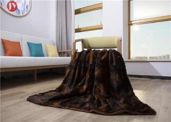 Bedspread Faux Luxury Fur Blanket , Supersoft Black Mixed Coffee Faux Fur Throw Blanket