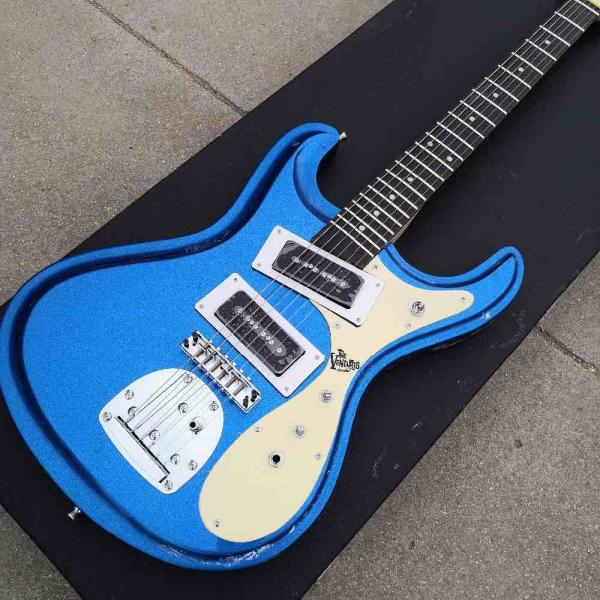 1966 Ventures Mosrite Zero Fret JRM Johnny Ramone Sunburst Electric Guitar Tremolo Tailpiece Dual Black P-90 Pickups