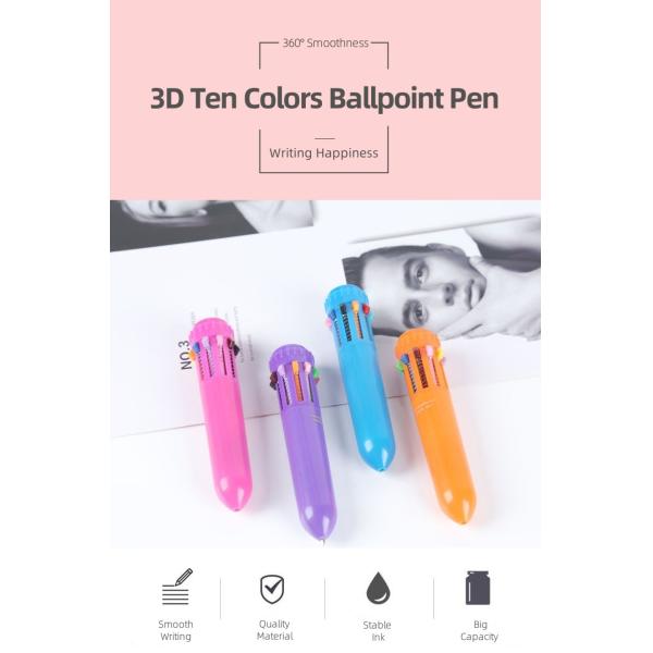 Mini Ten Colors Cute Ballpoint Pen Retractable Colored Ballpoint Pens For Drawing