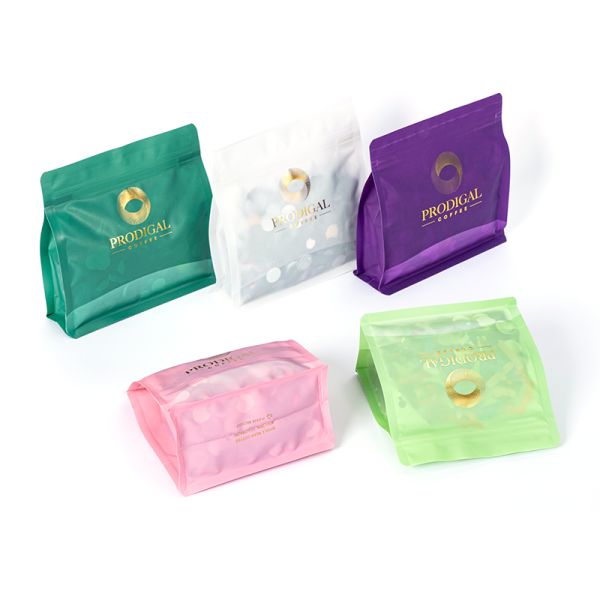 Recyclable Materials Food Grade Safety Valve Zipper Square Bottom Plastic Coffee Beans Packing Bags