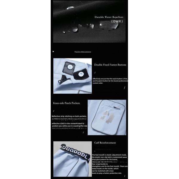 Windstopper Material Professional Ski Pant with Reflective Lines and Windproof Feature